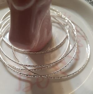 5 Silver Bangle Bracelets